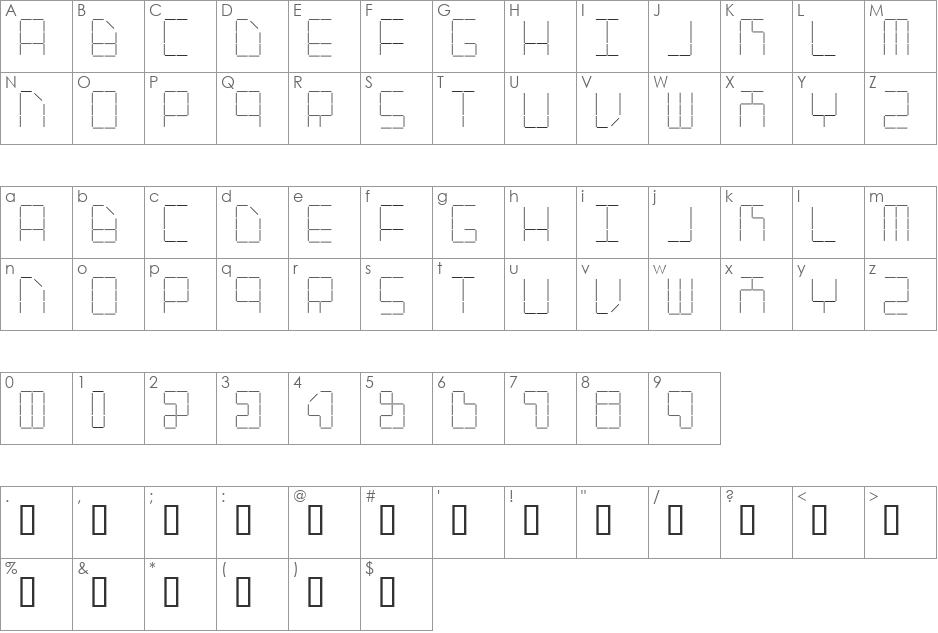 AI stapler font character map preview