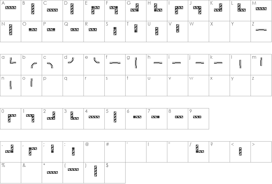 ByDesign Borders1 font character map preview