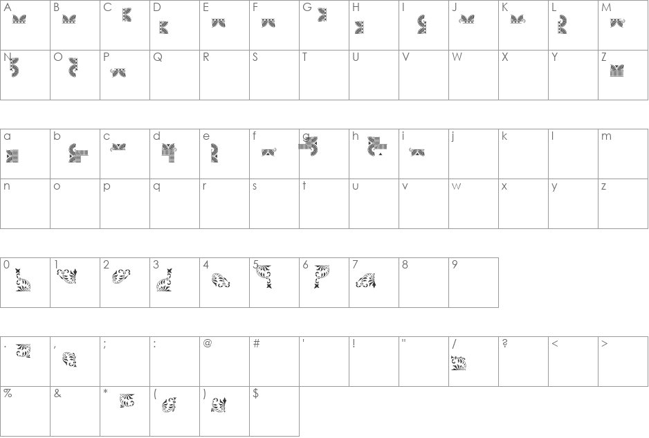 ByDesign Borders4 font character map preview
