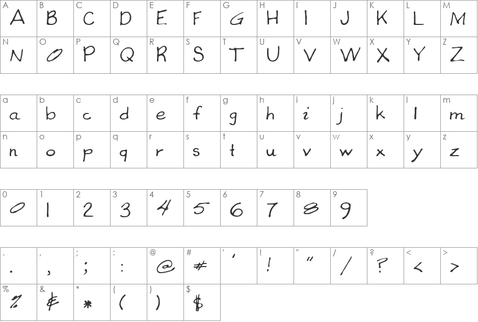 Byfield font character map preview