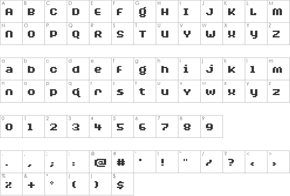 BylinearBold font character map preview