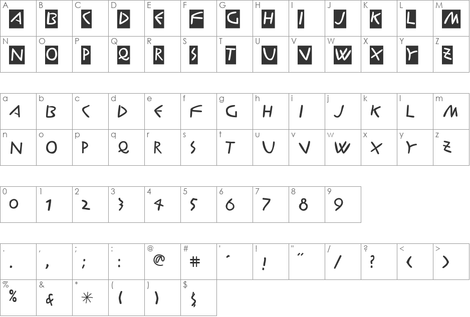AIAlphaKid font character map preview
