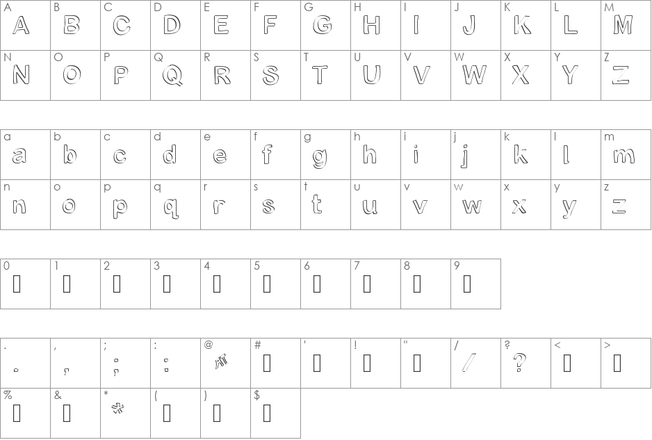 ByronBlock font character map preview