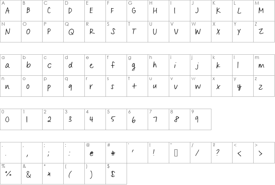 BySamantha_Print font character map preview