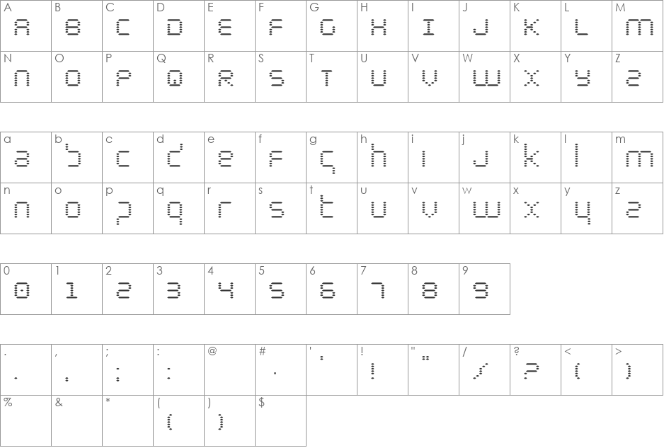 Byte Police font character map preview