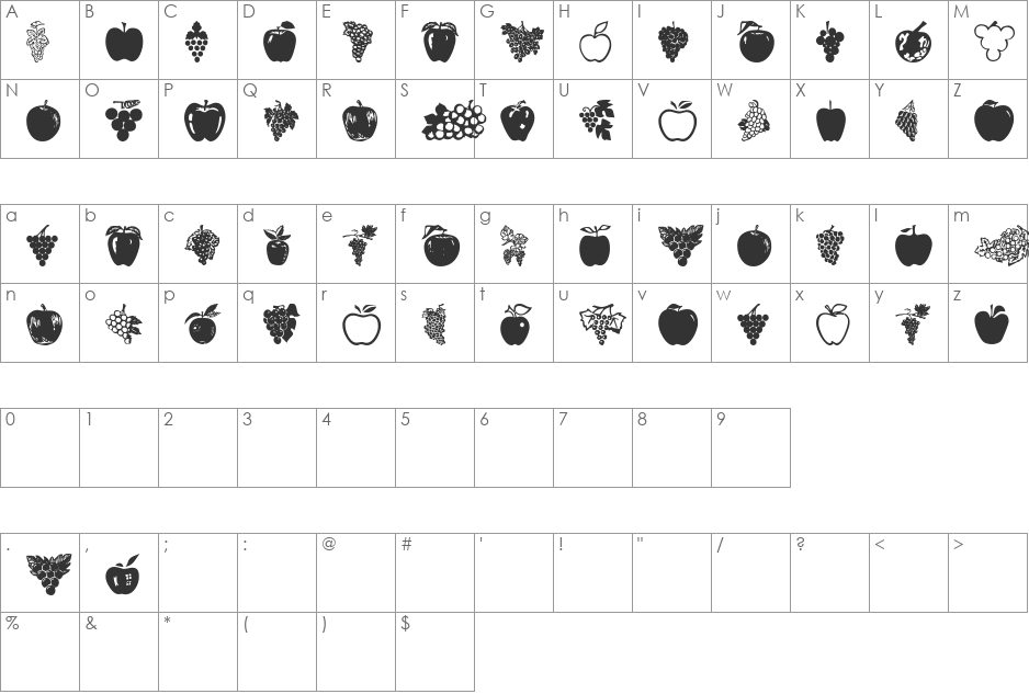 AIAppleWine font character map preview