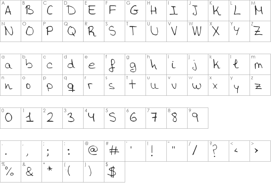 Aida Garmo font character map preview