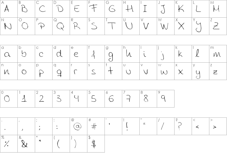 Aida Scrap Rounded font character map preview