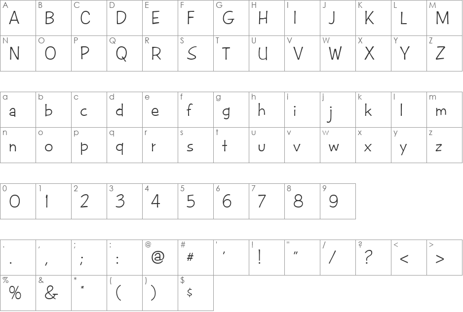 CAC Futura Casual font character map preview