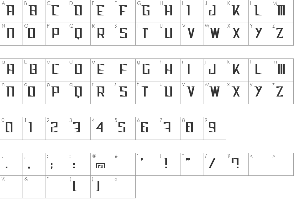 Cactus font character map preview