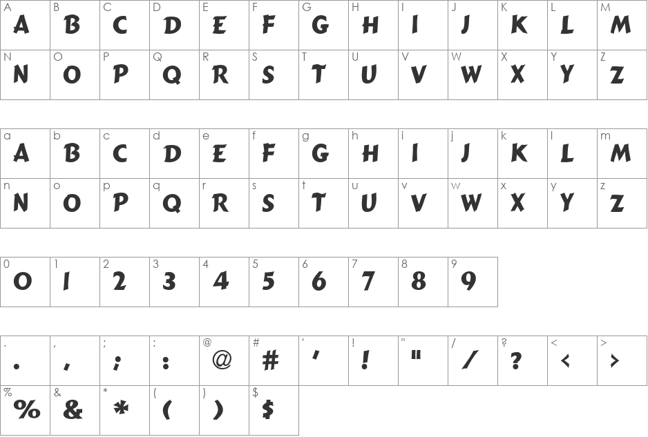 CactusDB font character map preview