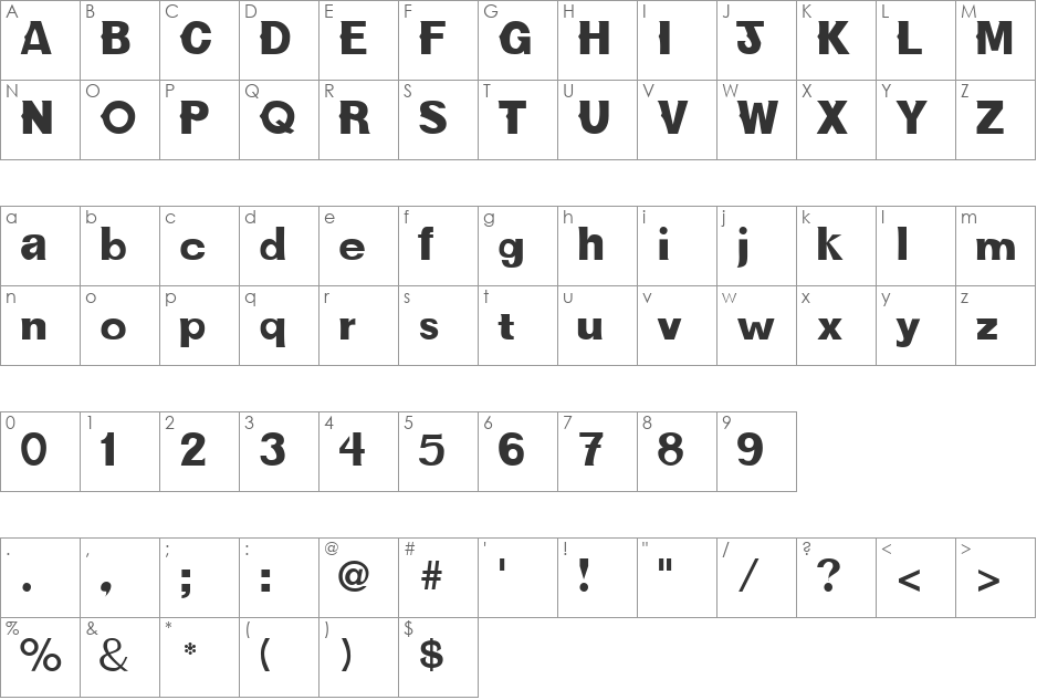 CactusSSK font character map preview