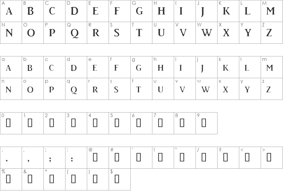 CaddySCapsSSK font character map preview