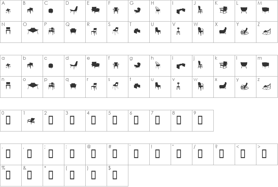 CadeirasPC font character map preview