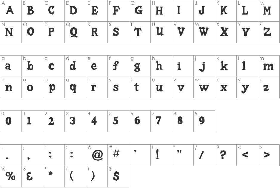 Caesar Little SS font character map preview