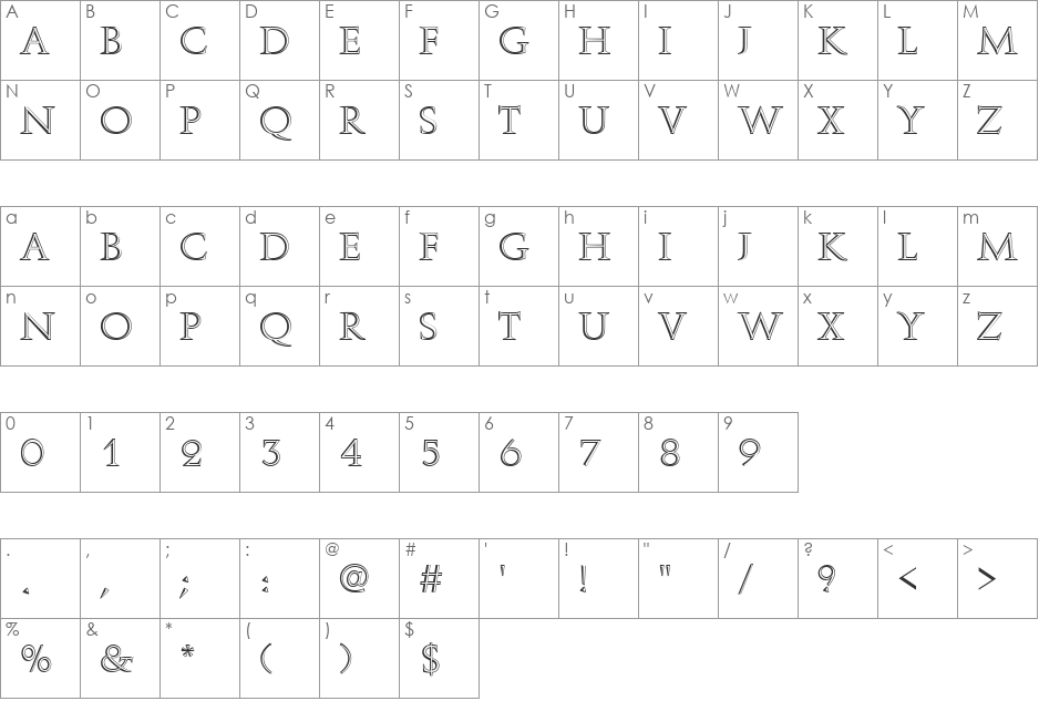 Caesar Open font character map preview