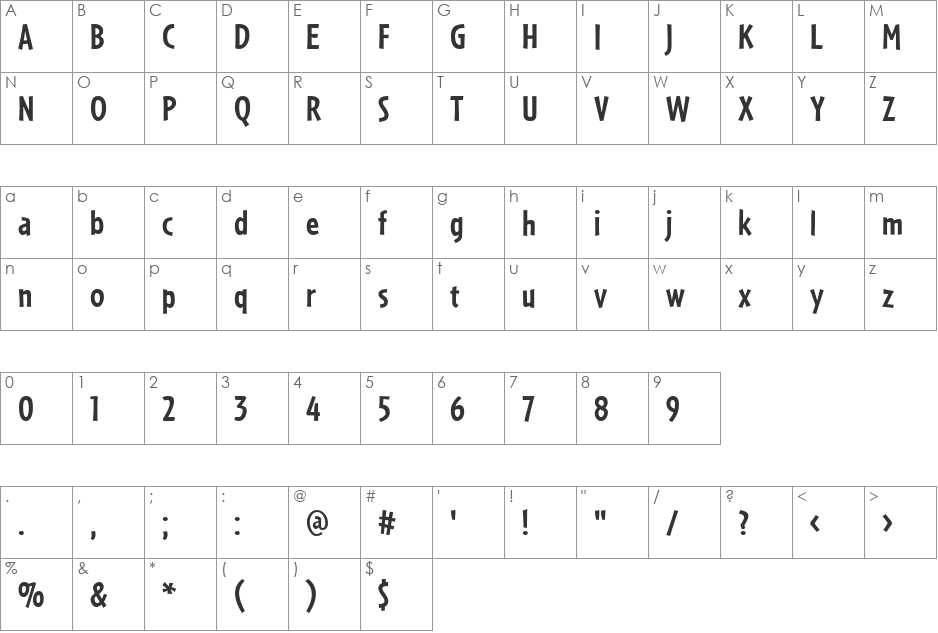 CafeteriaBold font character map preview