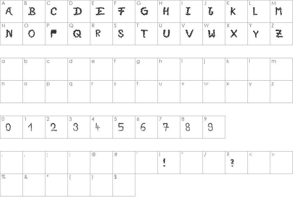 CafeTime font character map preview