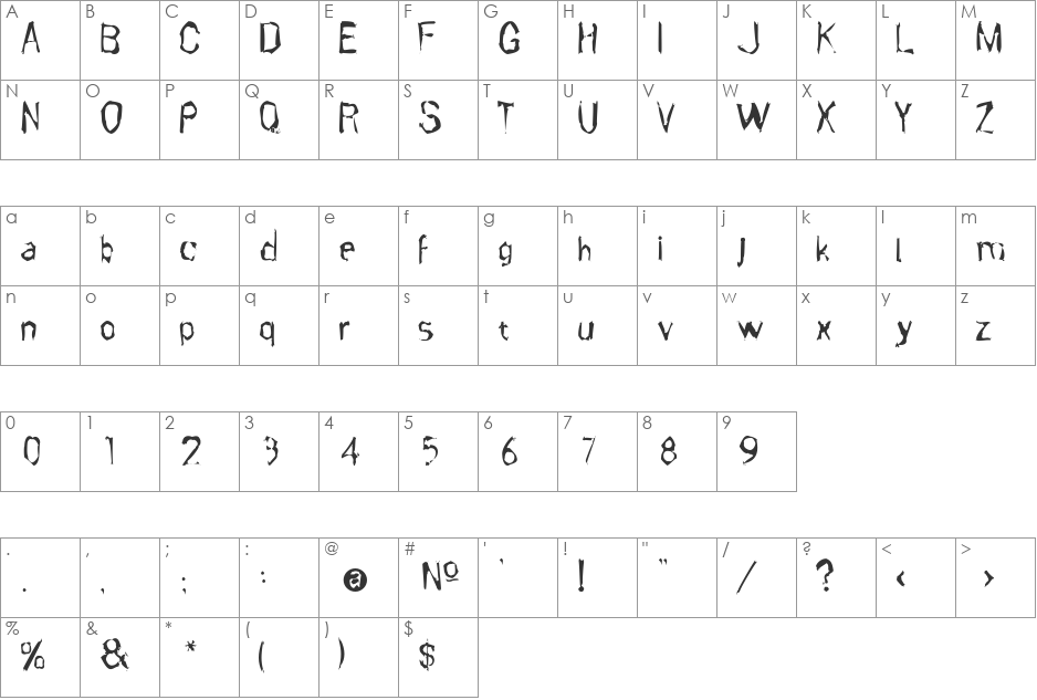 CafNoir font character map preview