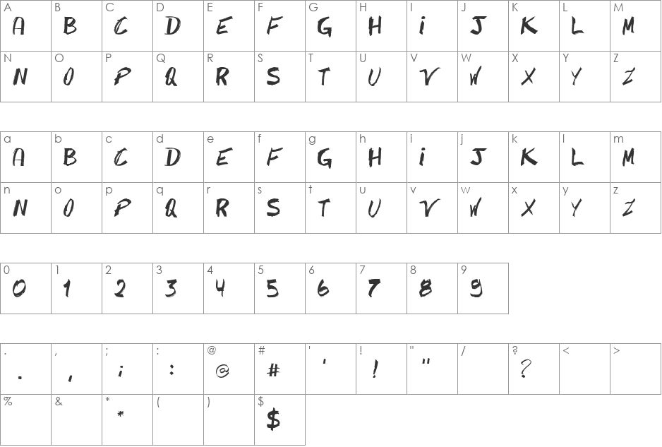 Caipirinha font character map preview