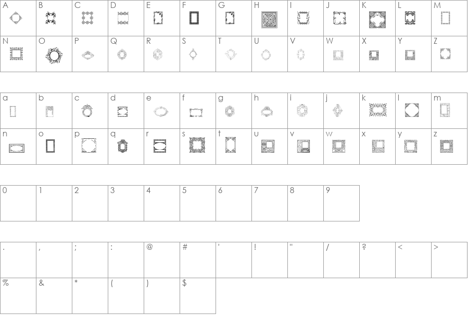CaixinhasDecorativas font character map preview