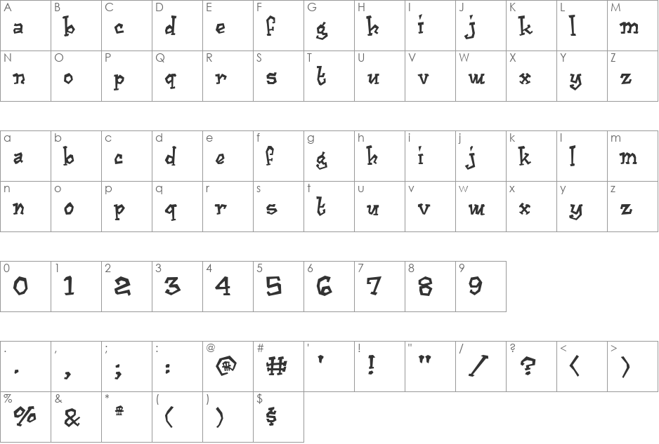 Cajun Boogie font character map preview