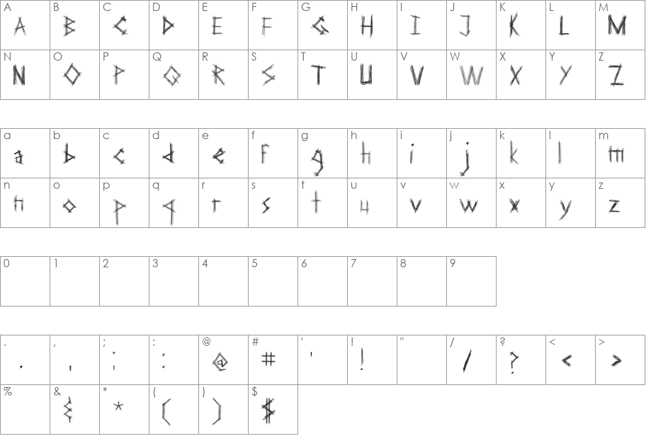 Cakar Ayam font character map preview