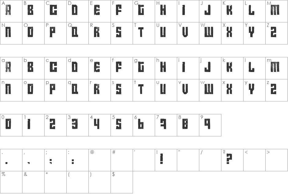 calame font character map preview