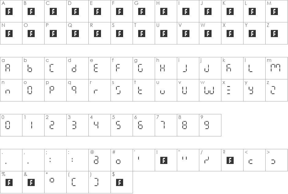 Calcula Rounded font character map preview