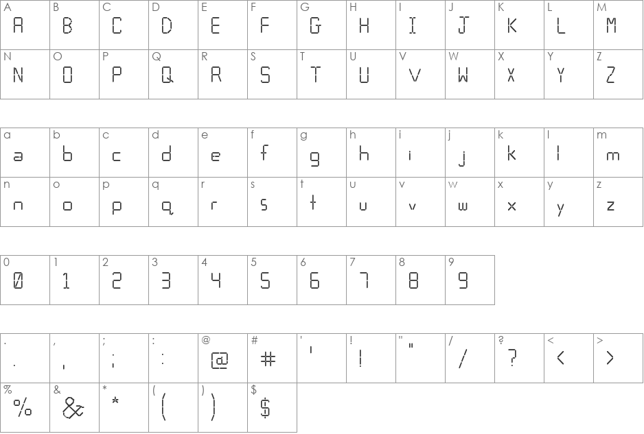 Calculator font character map preview