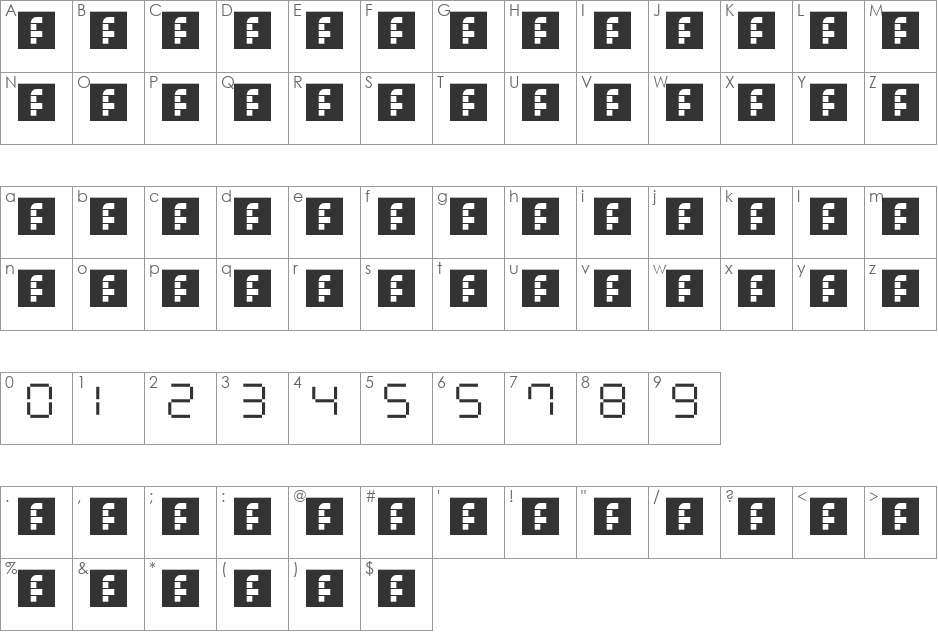 Calculator LCDs font character map preview