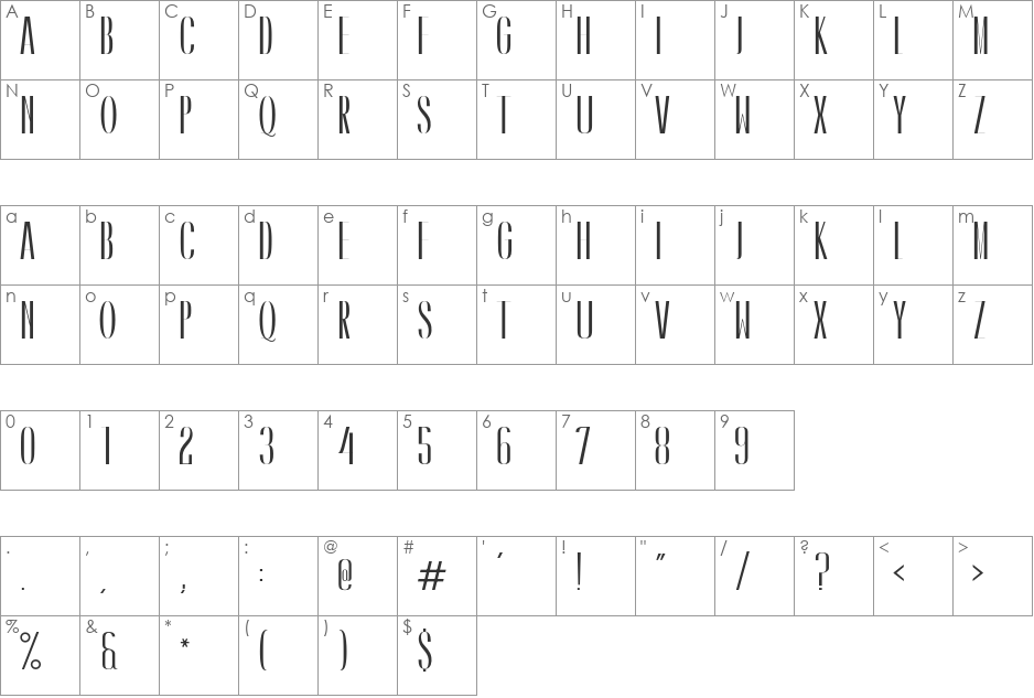 Caledo font character map preview