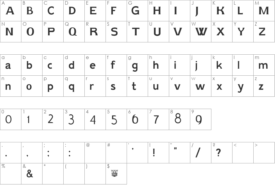 AIK font character map preview