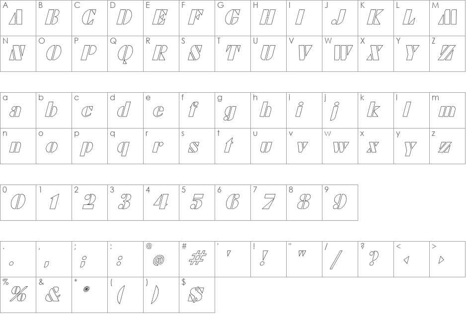 Calico Ho font character map preview