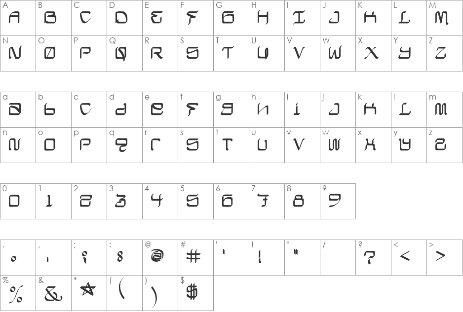 Califas-Chisel font character map preview