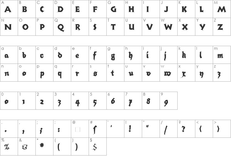 AIKleinsHAPSerif font character map preview