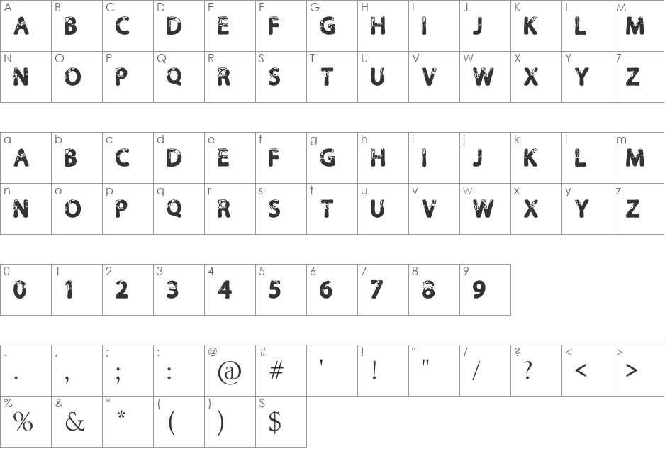 Calla Personal Use Only font character map preview