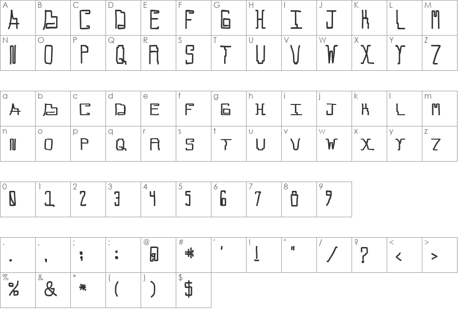 Callallied font character map preview