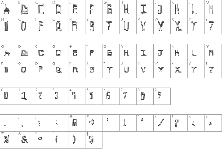 Callaxis font character map preview