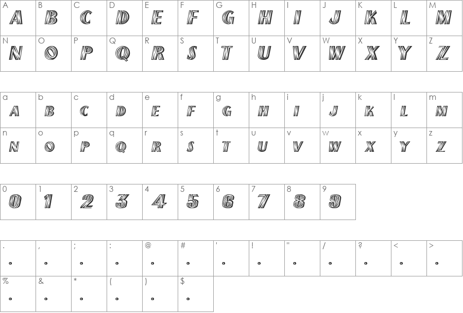CALLUM font character map preview