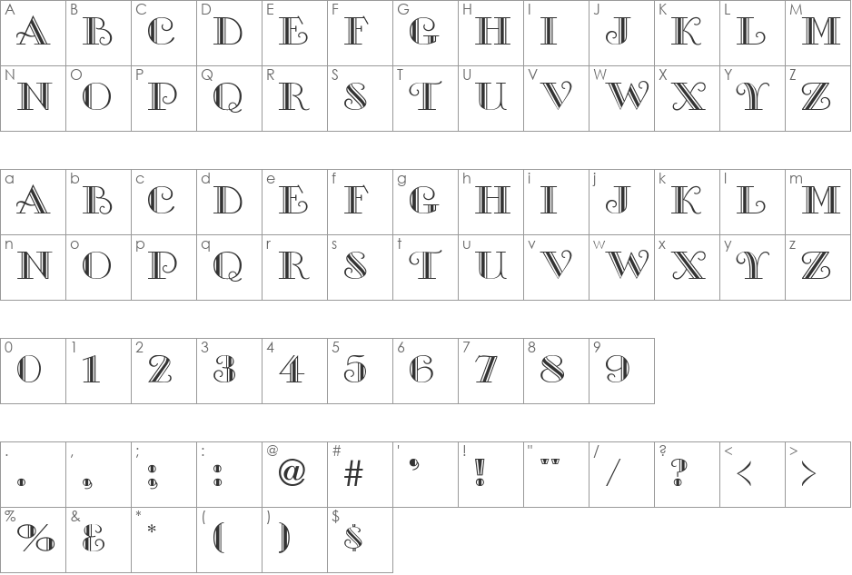 Cambridgeside font character map preview