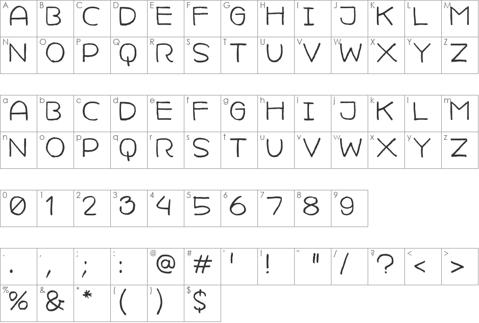 Camille Javal font character map preview