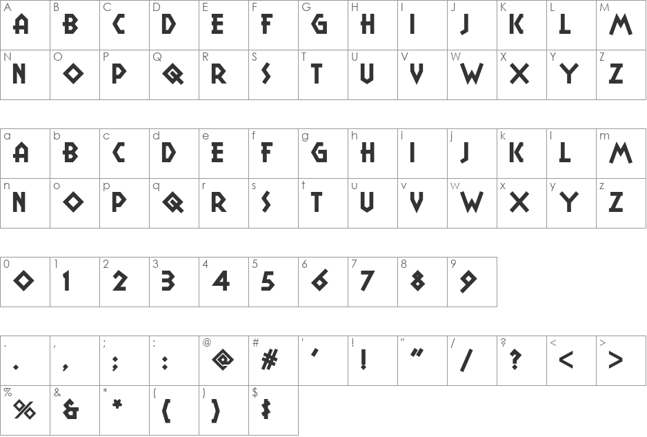 Camp Granada NF font character map preview