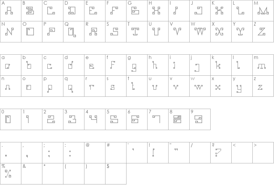 Ainu Minzoku font character map preview