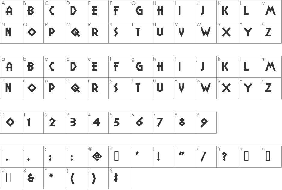 CampGranadaNF font character map preview