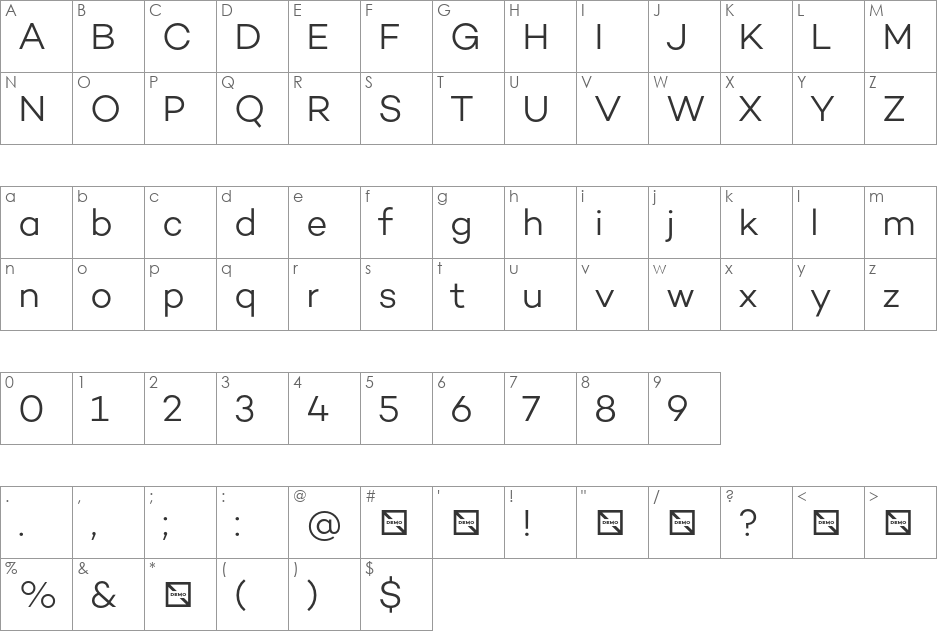 Campton font character map preview
