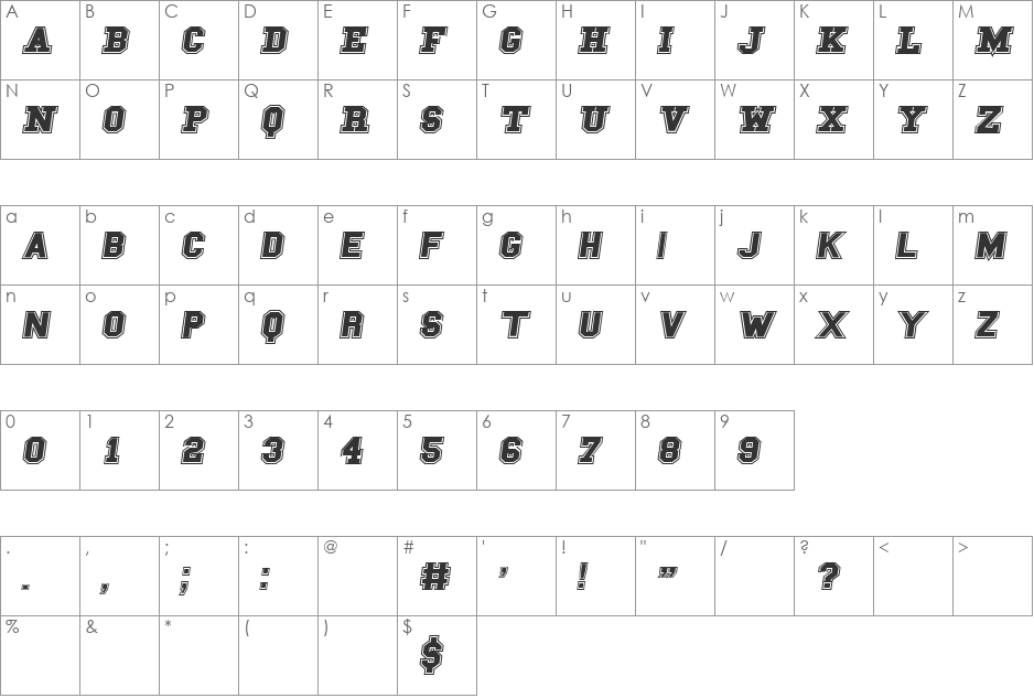 Campus A font character map preview