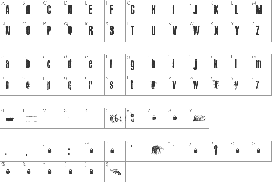 Canard font character map preview