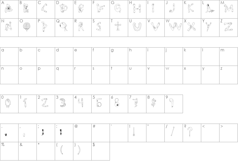 canarioveneciano font character map preview