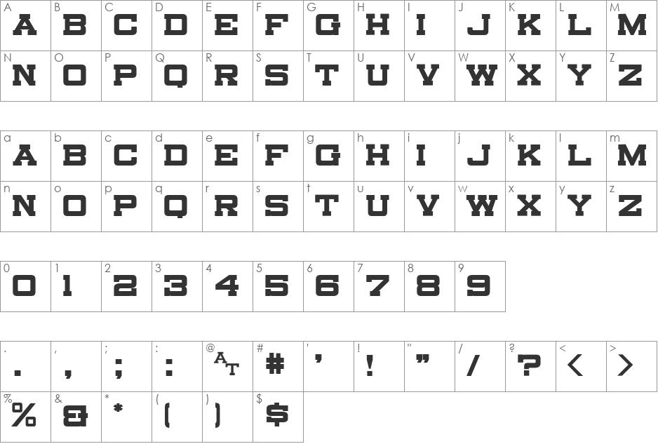 Canarsie Slab JL font character map preview